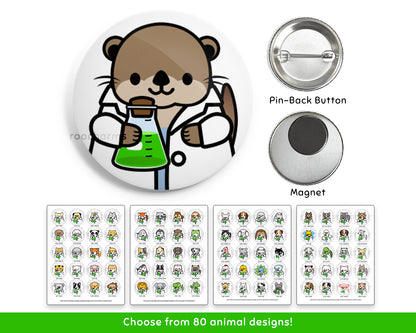 Science Animal Buttons or Magnets