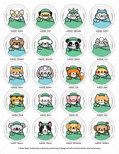 Surgery Animal Buttons or Magnets